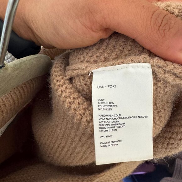 Oak + Fort cropped knit sweater with collar, Beige, size S - Picture 6 of 6